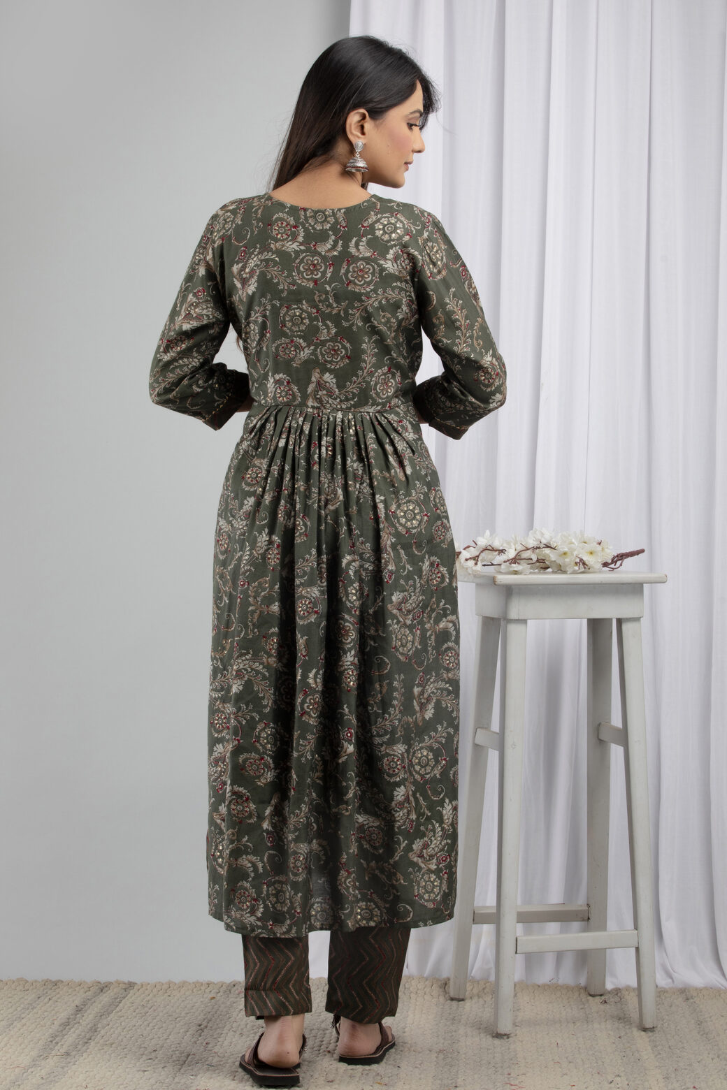 Cotton Stitched Kurta With Palazzo and Dupatta Set - Image 9