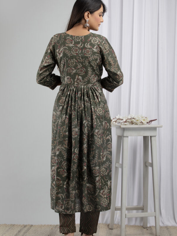 Cotton Stitched Kurta With Palazzo and Dupatta Set - Image 9