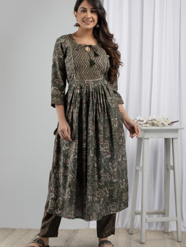 Cotton Stitched Kurta With Palazzo and Dupatta Set - Image 5