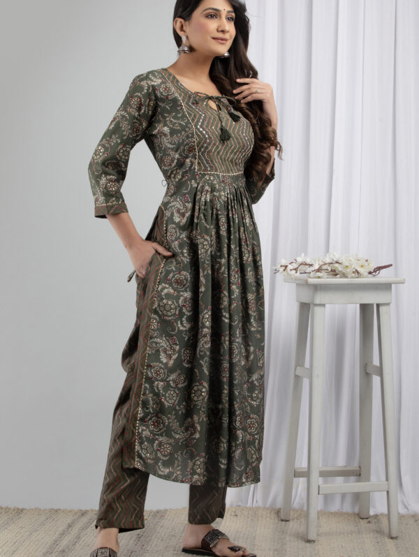 Cotton Stitched Kurta With Palazzo and Dupatta Set - Image 6