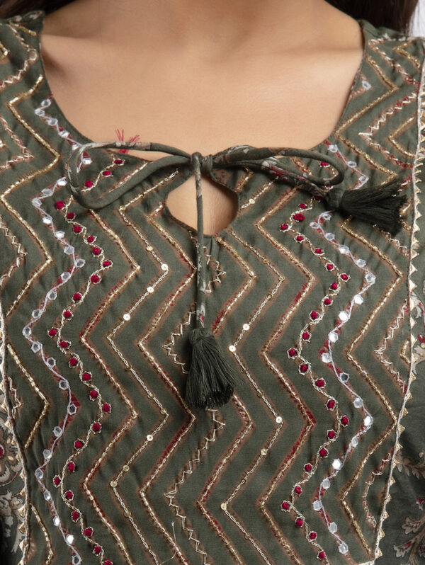 Cotton Stitched Kurta With Palazzo and Dupatta Set - Image 8