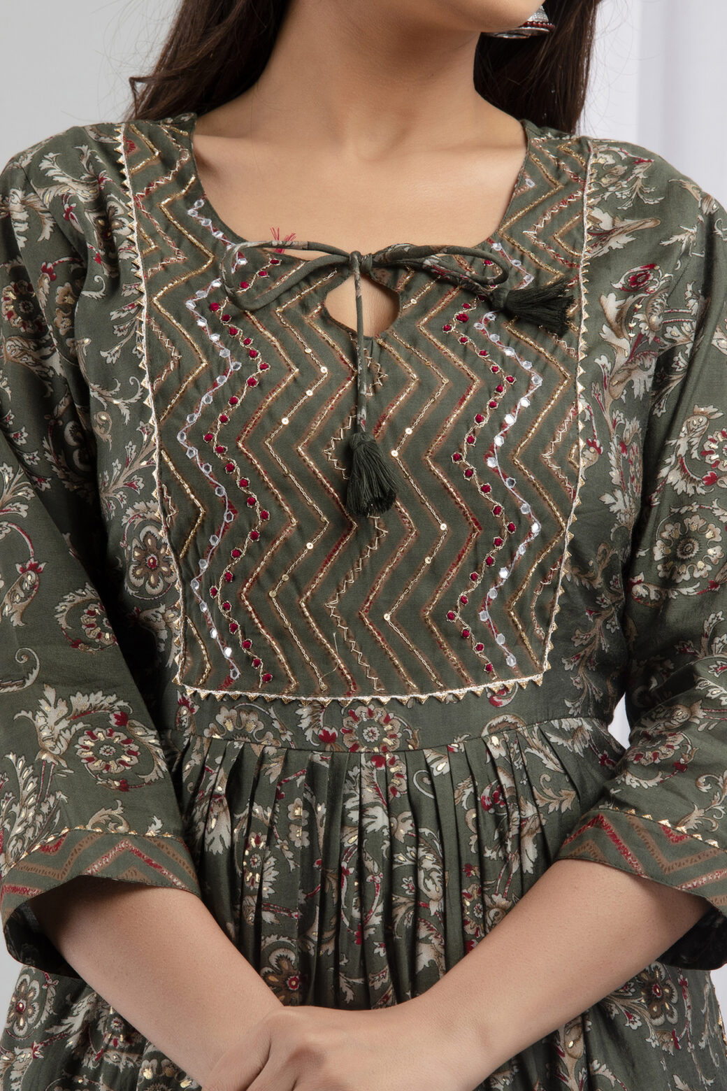 Cotton Stitched Kurta With Palazzo and Dupatta Set - Image 7