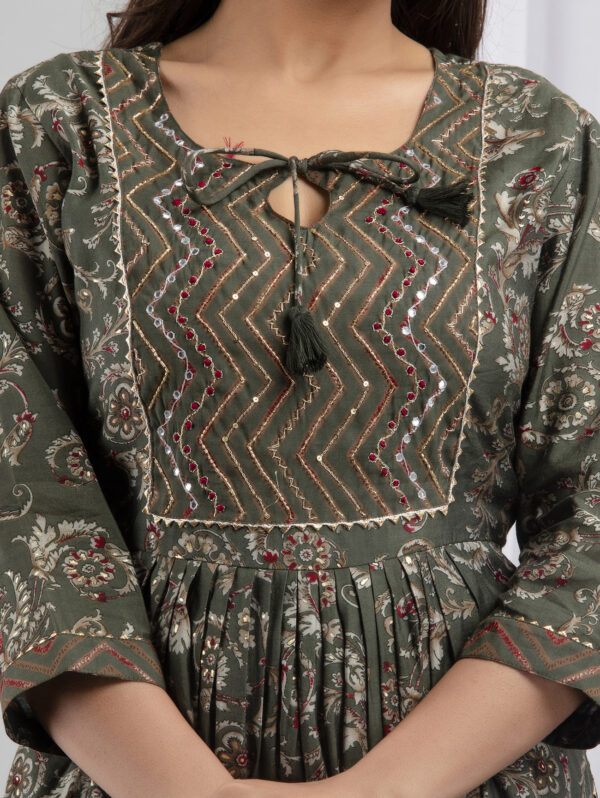 Cotton Stitched Kurta With Palazzo and Dupatta Set - Image 7