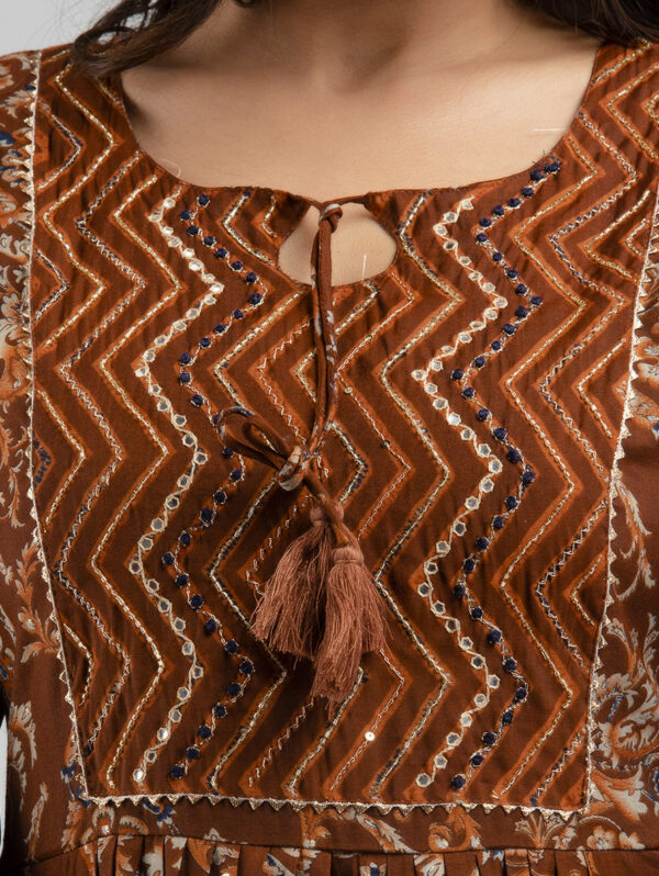 Cotton Stitched Kurta With Palazzo and Dupatta Set - Image 6
