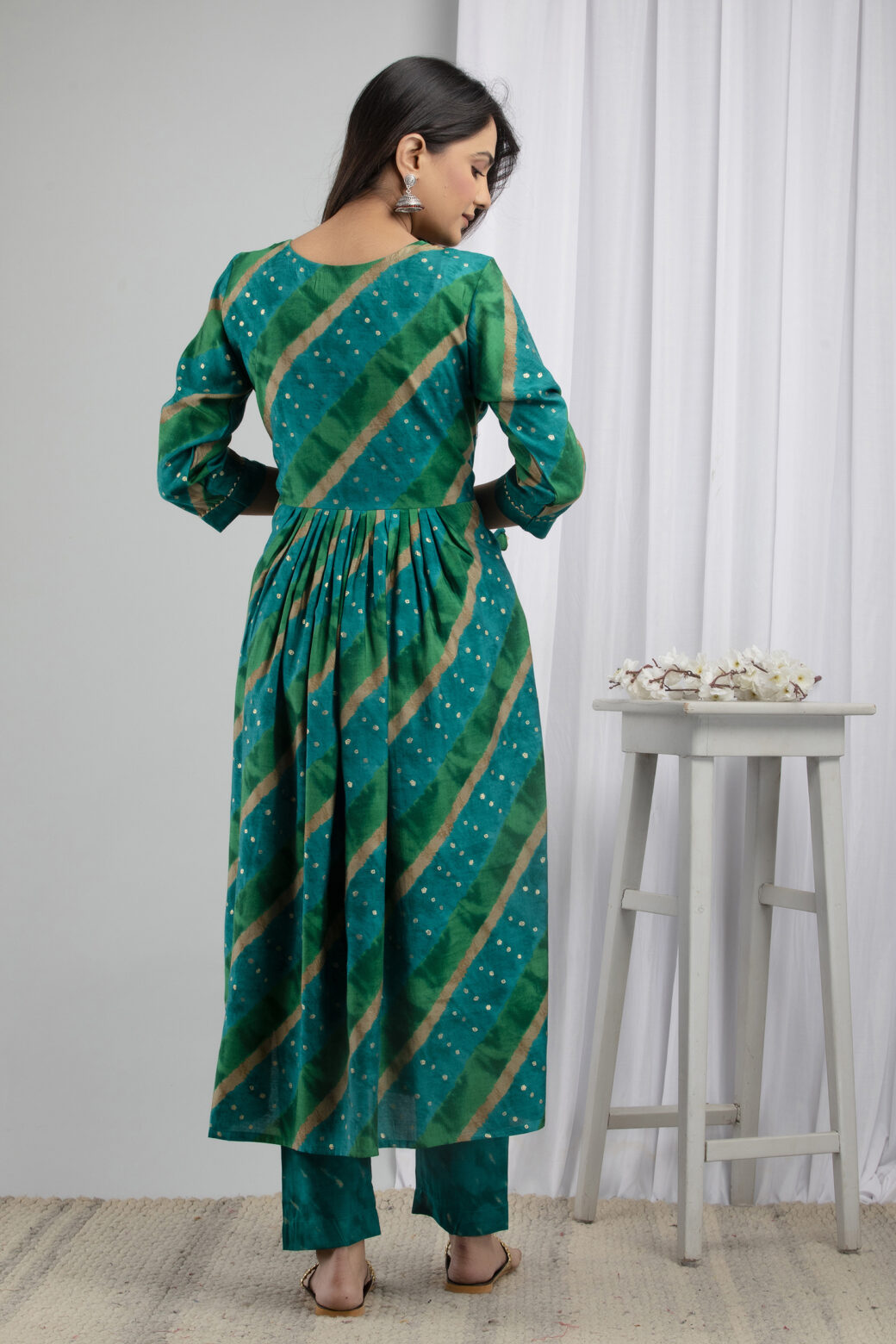 Cotton Stitched Kurta With Palazzo and Dupatta Set - Image 9