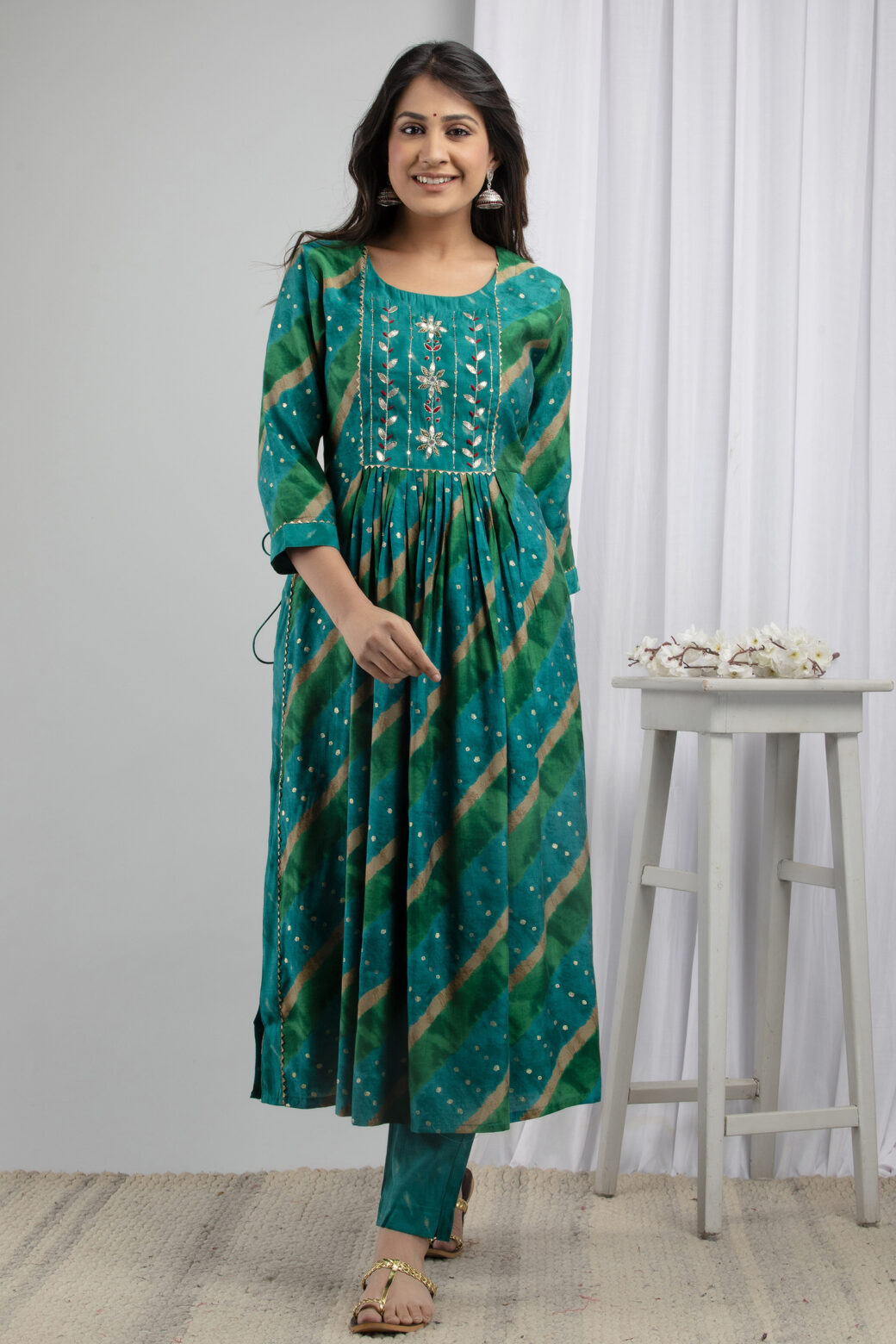 Cotton Stitched Kurta With Palazzo and Dupatta Set - Image 6