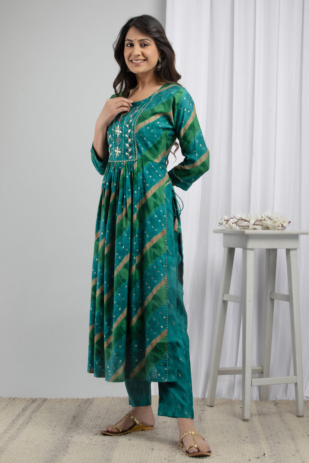 Cotton Stitched Kurta With Palazzo and Dupatta Set - Image 5