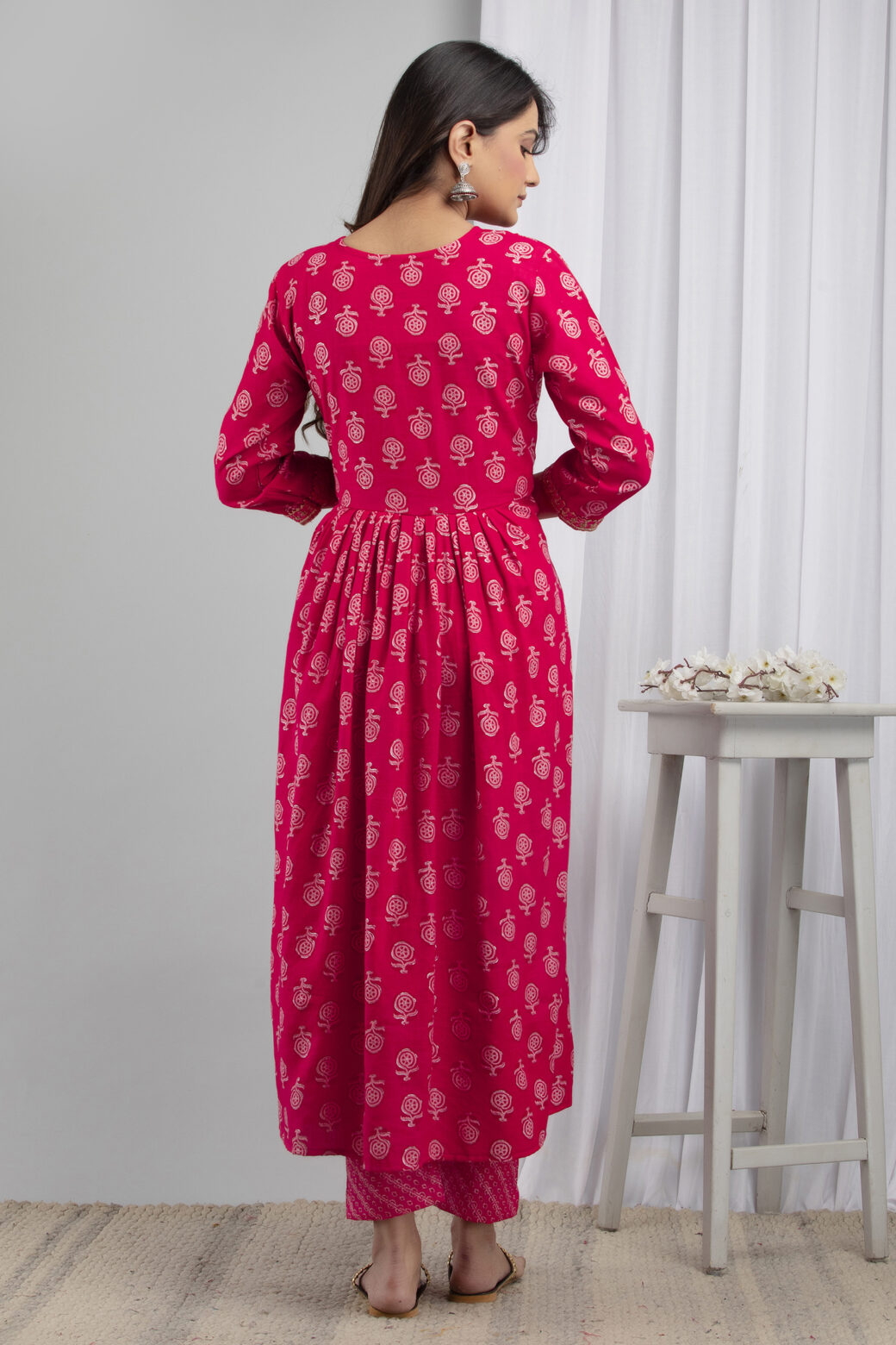 Cotton Stitched Kurta With Palazzo and Dupatta Set - Image 7
