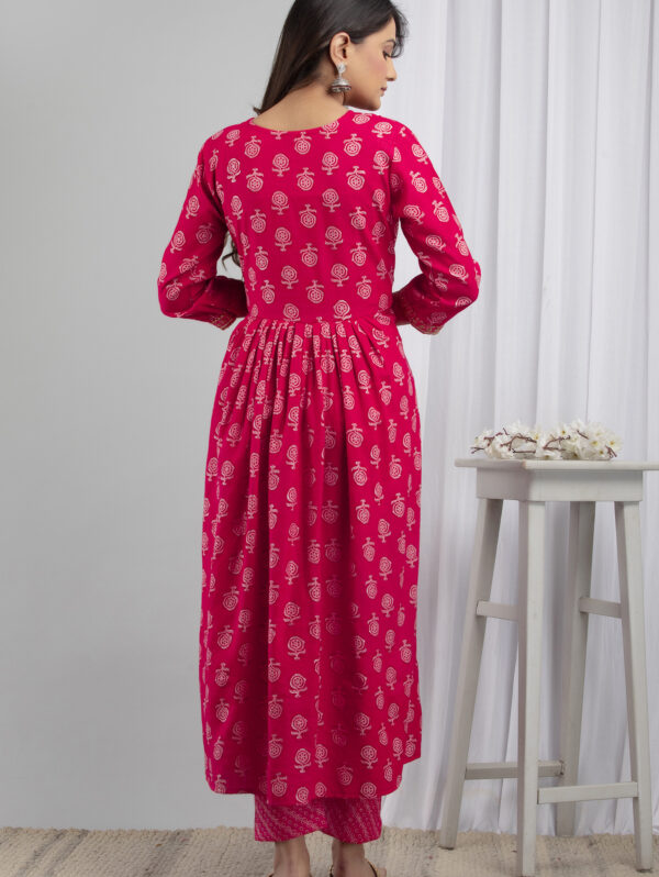 Cotton Stitched Kurta With Palazzo and Dupatta Set - Image 7