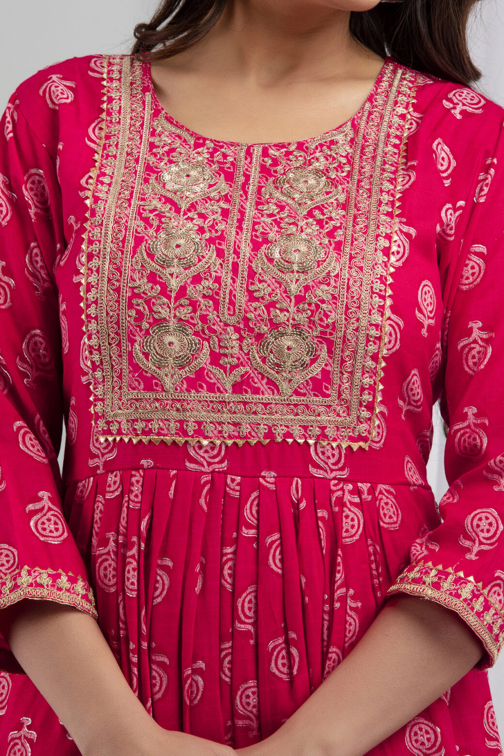 Cotton Stitched Kurta With Palazzo and Dupatta Set - Image 6