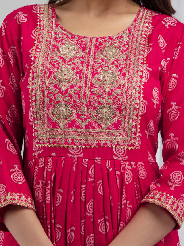 Cotton Stitched Kurta With Palazzo and Dupatta Set - Image 6