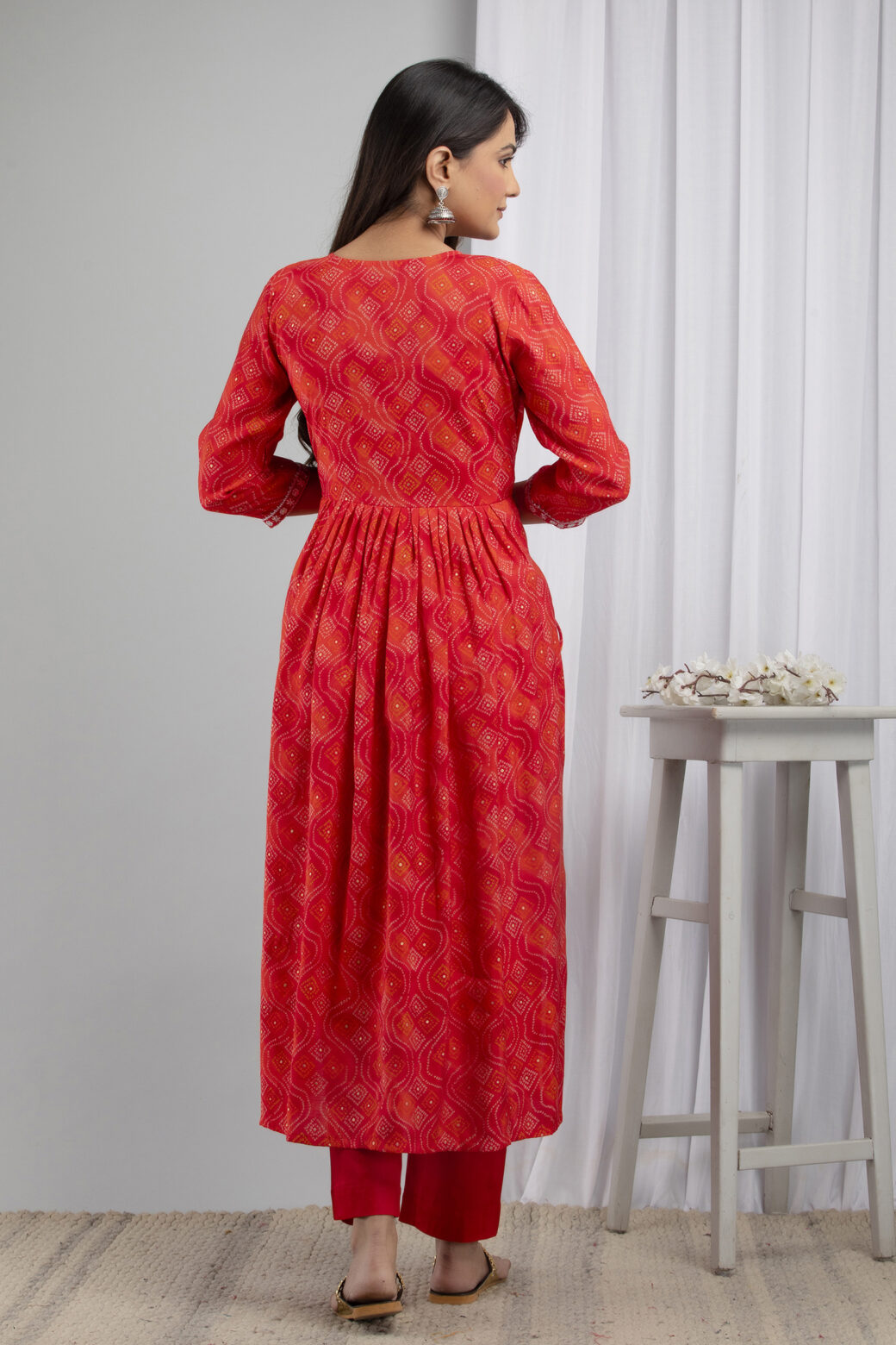 Cotton Stitched Kurta With Palazzo and Dupatta Set - Image 9