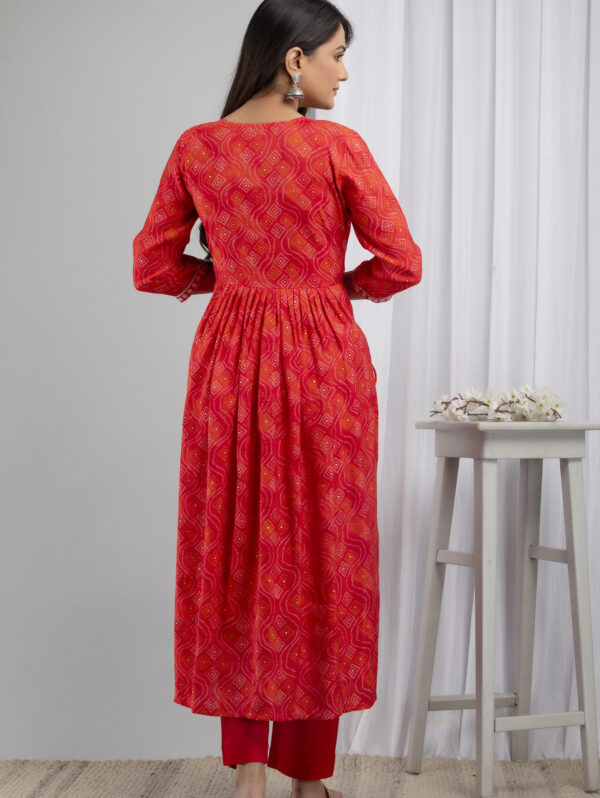 Cotton Stitched Kurta With Palazzo and Dupatta Set - Image 9