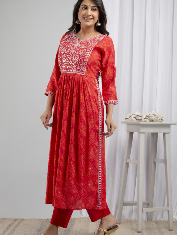 Cotton Stitched Kurta With Palazzo and Dupatta Set - Image 4