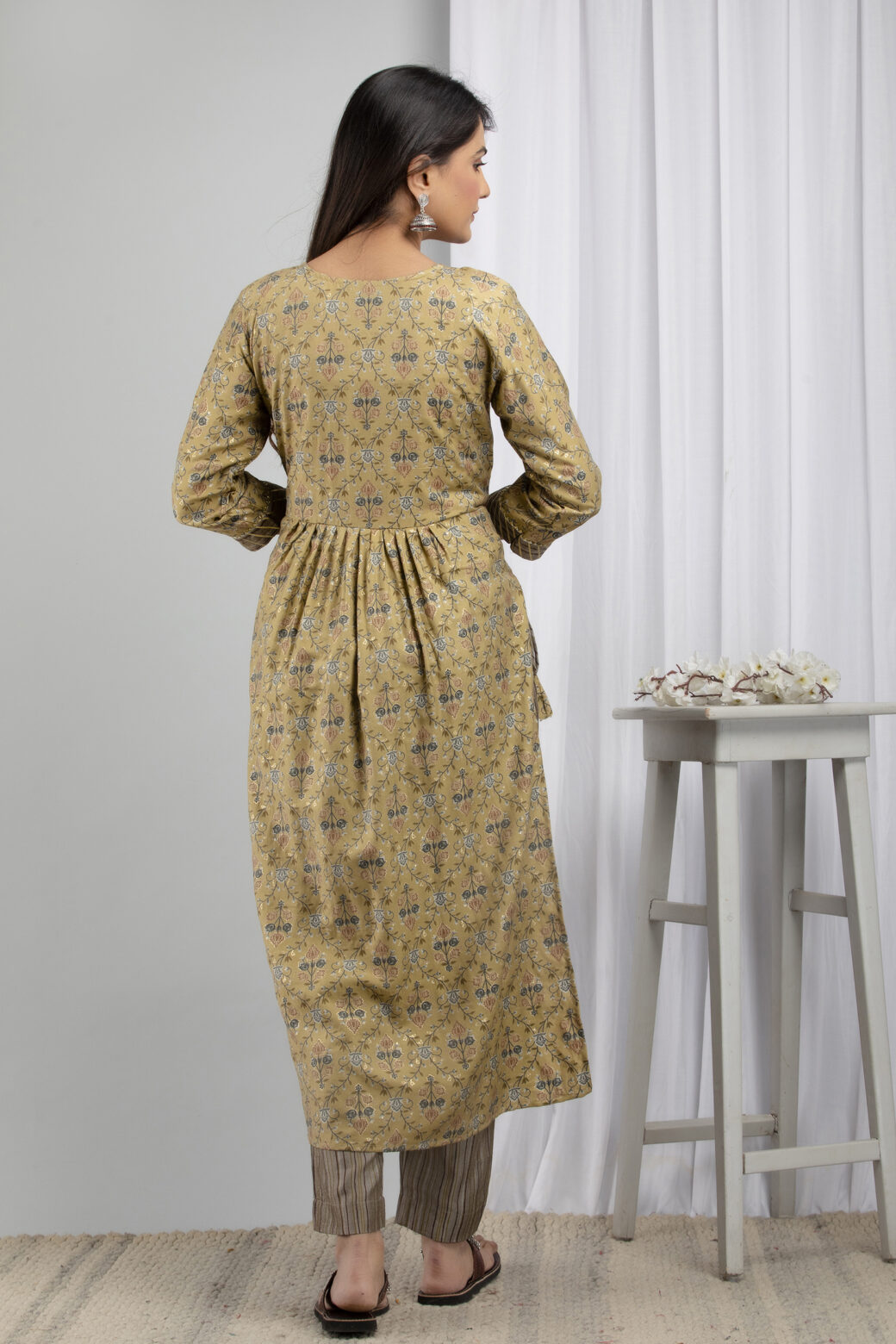 Cotton Stitched Kurta With Palazzo and Dupatta Set - Image 8