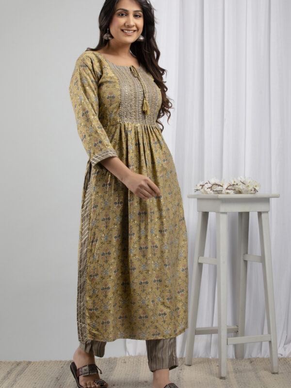 Cotton Stitched Kurta With Palazzo and Dupatta Set - Image 5