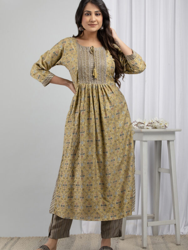 Cotton Stitched Kurta With Palazzo and Dupatta Set - Image 4