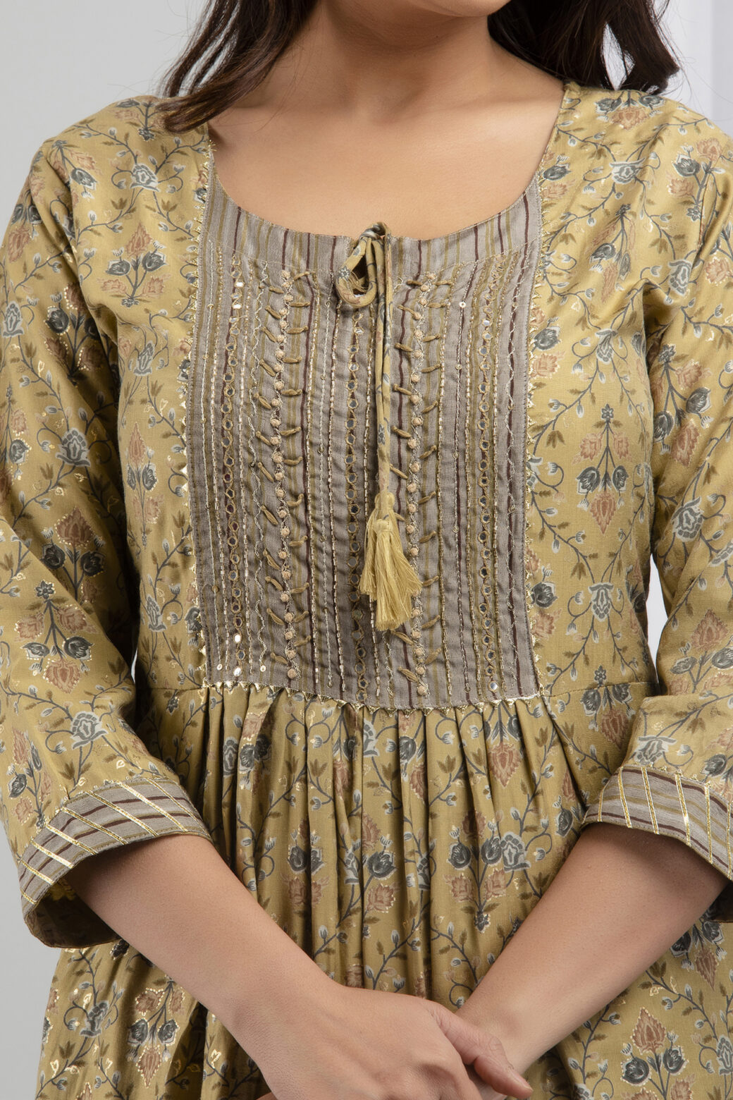 Cotton Stitched Kurta With Palazzo and Dupatta Set - Image 7